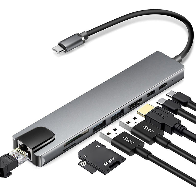 XCF-RJ45-285 8-in-1 USB-C Hub Adapter Portable Mini Type-C Docking Station 10/100Mbps RJ45 Type-C Hub to USB-C USB HD XCF-RJ45-285 8-in-1 USB-C Hub Adapter Portable Mini Type-C Docking Station 10/100Mbps RJ45 Type-C Hub to USB-C USB HD